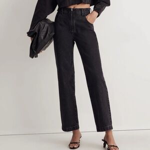 MADEWELL The Perfect Vintage Wide-Leg Jean in Black Worn Wash Exposed-Zip - 28